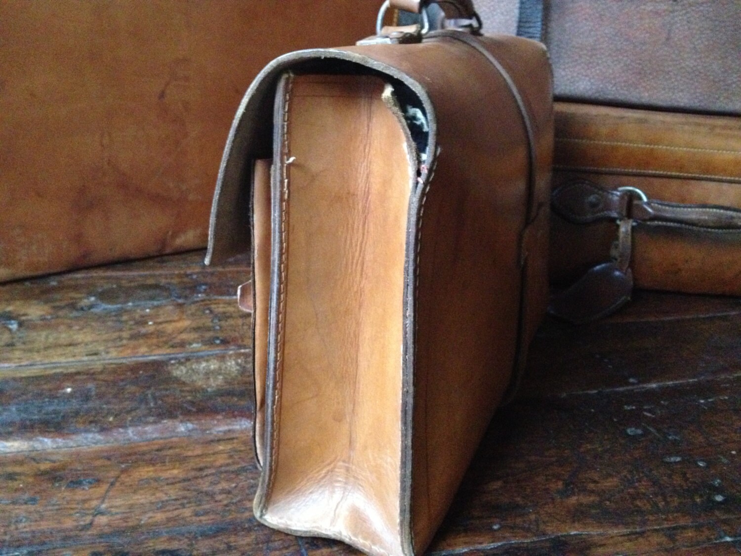 English Leather Satchel Briefcase Attache Case in Sienna Brown Etsy