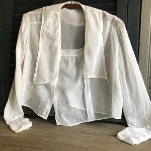 Antique Blouse, White Cotton Batiste, ca 1910s, Period Clothing image 6