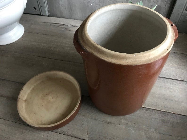 French Stoneware Jar with Lid Large Made in France Salt Etsy