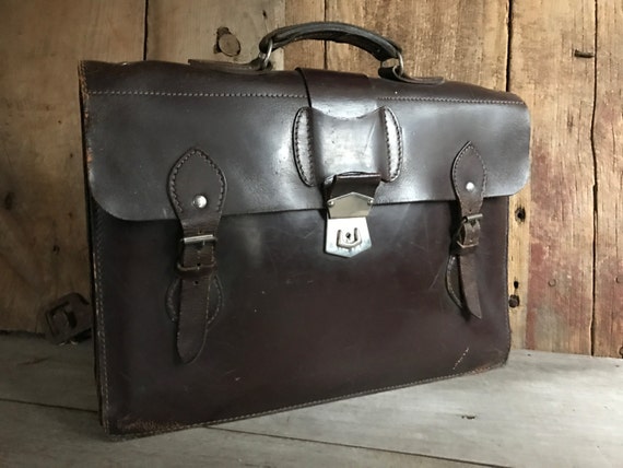 Brown Leather Briefcase Handcrafted in England, A… - image 1