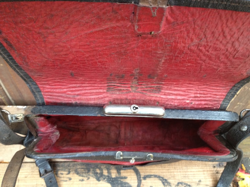 French Leather Engineer Case Bag Messenger Telegraph Railway Tool Satchel