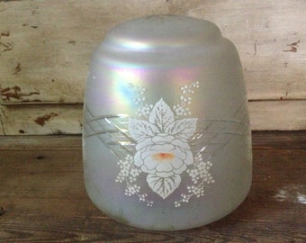 Antique Glass Shade Globe Opalescent Frosted Etched Cut Antique Light Lamp Fixture