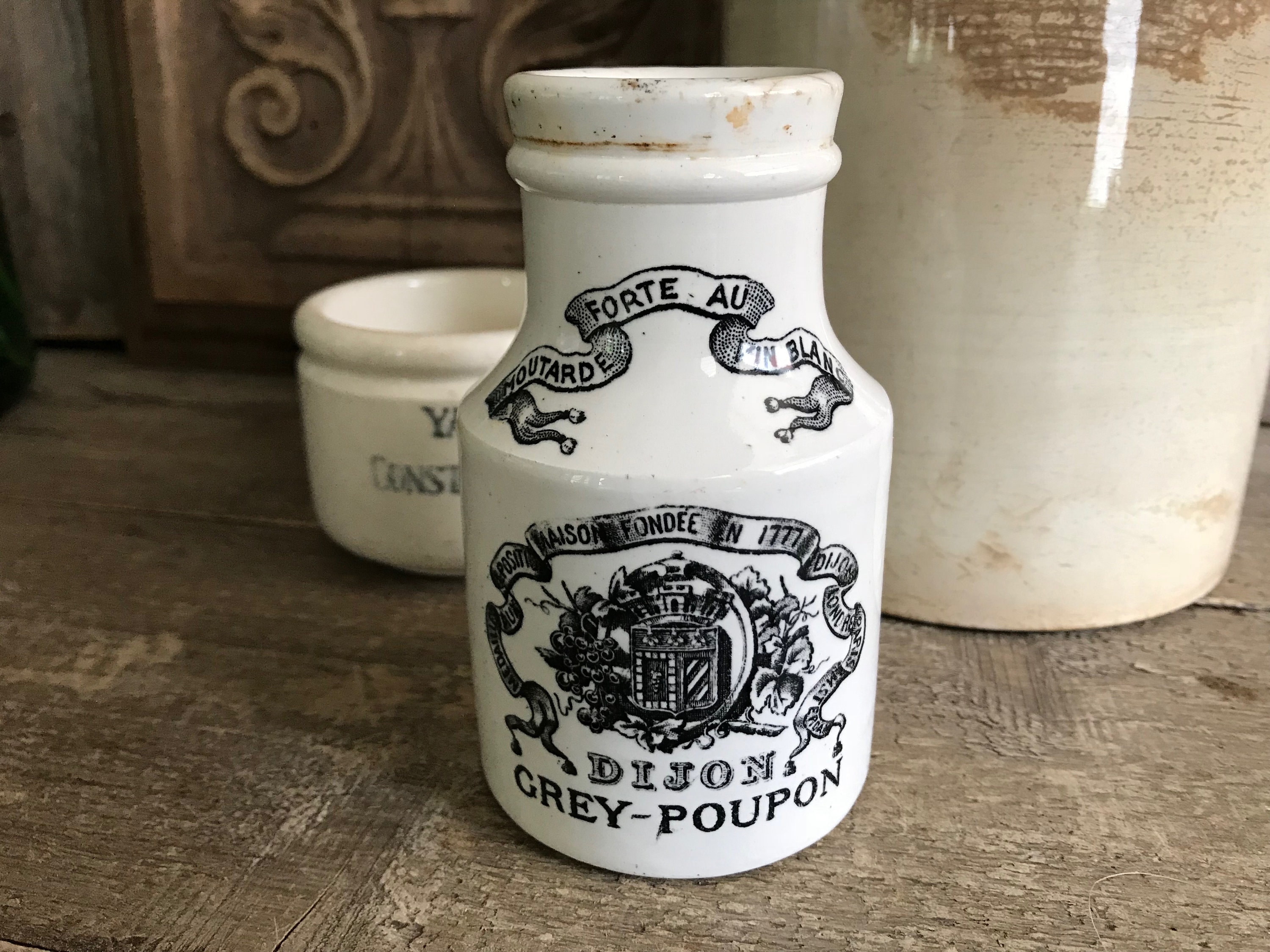 Mustard Dijon 花柄のマスタードポット　ディジョン　DIJON pot Mustard Jar Etsy - アンティーク雑貨
