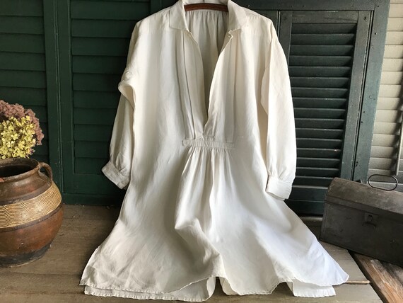Rustic 19th C French Chore Shirt, Linen Chemise, … - image 7