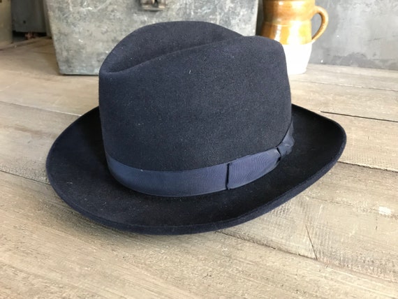 Paris 1910s Black Fedora Hat, Homburg, Gentlemans… - image 7