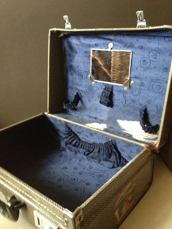 Mid Century Suitcase, Tweed Style, Cosmetic, Smal… - image 5