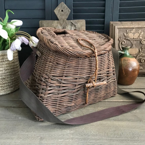 Willow Basket Fly Fishing Creel Basket Large Size Canvas Etsy