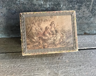 French Floral Brocade Box, Fabric Boudoir Box, Dresser, Sewing, Pink Floral Roses, Trousseaux Textile, Jewelry Case