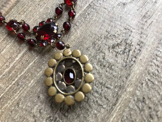 Antique Garnet Necklace, Victorian Bohemian, Deep… - image 8