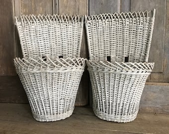 1 Rustic French Basket, Market, Painted Gray Willow, Garden, Flower, Farmhouse,, 2 Available