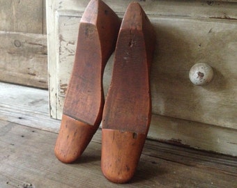 Cobblers Wooden Shoe Forms Rustic Primitive Wood Set of 2 Antiques