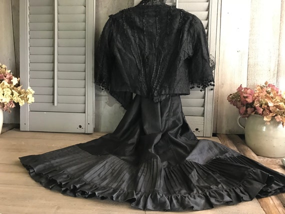 Antique 1800s Black Dress, Costume, Restoration, … - image 8