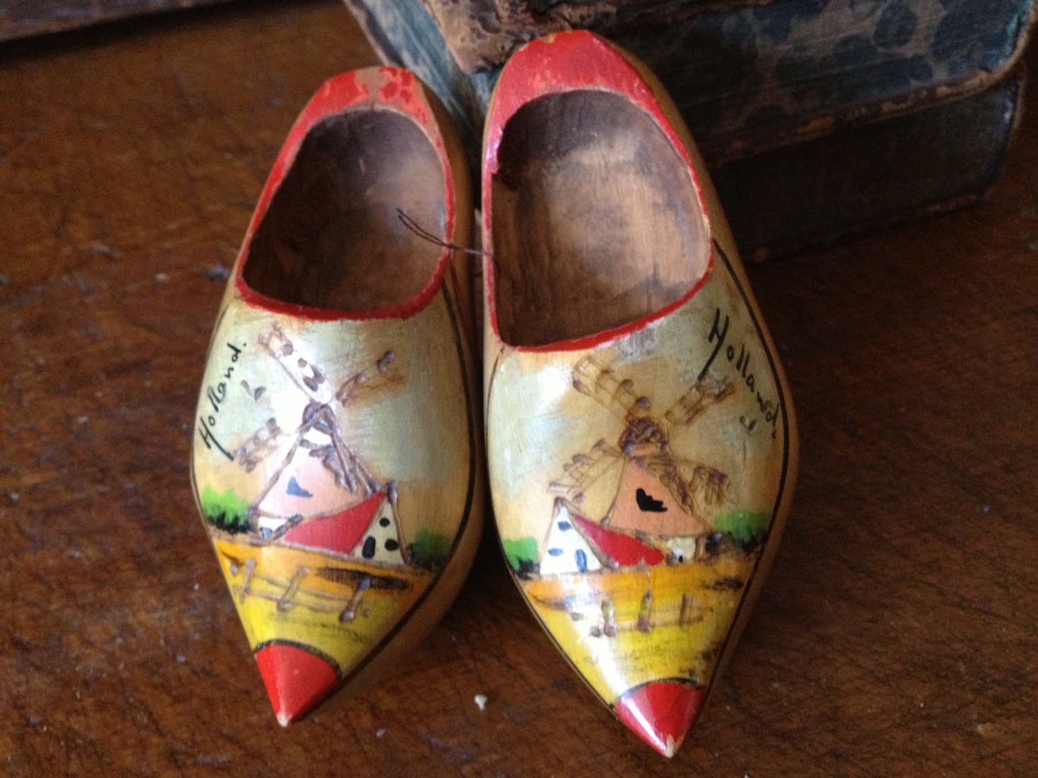 Holland Handpainted Clogs Souvenir Wooden Dutch Shabby Decor