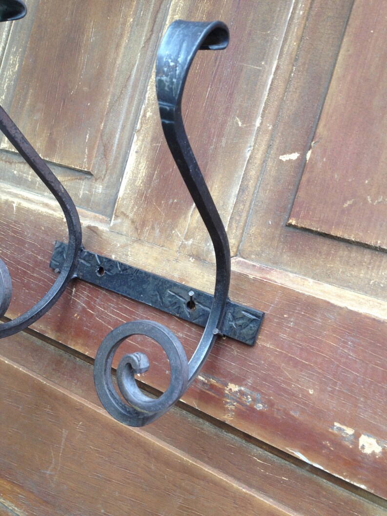 Vtg French Blacksmith Made Wrought Iron Coat Rack Etsy