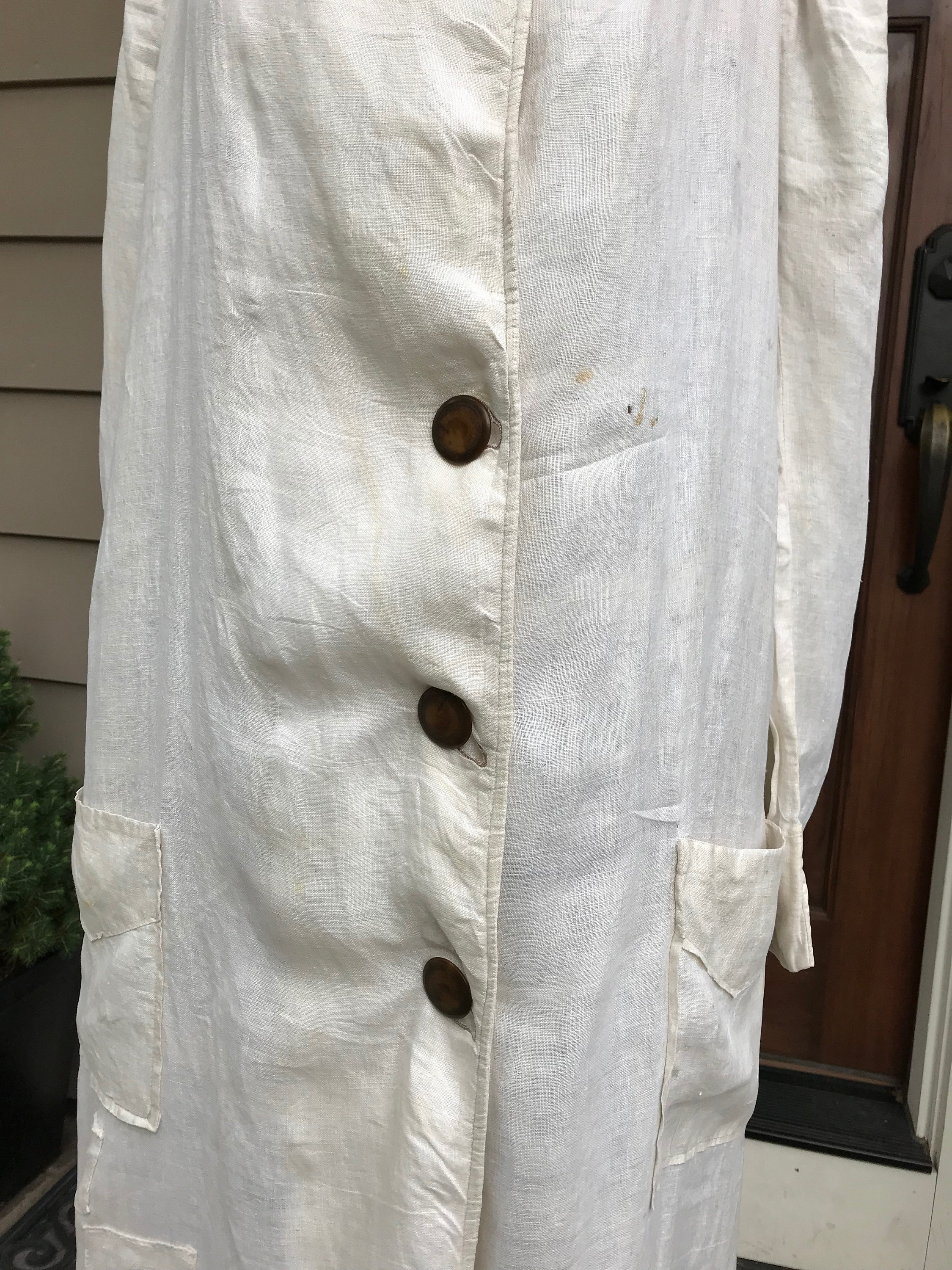 Edwardian Linen Motoring Duster, Antique Model T Ford Jacket Coat