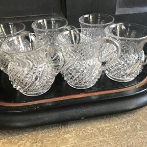 Antique Punch Glass Set, Cut Glass, Holiday Serving, Decor Set of 6, ca 1920s KA image 3