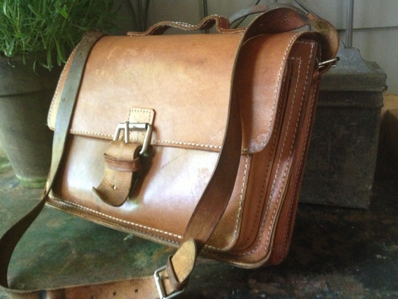 Brown Leather Satchel Bag Crossbody Briefcase By … - image 5