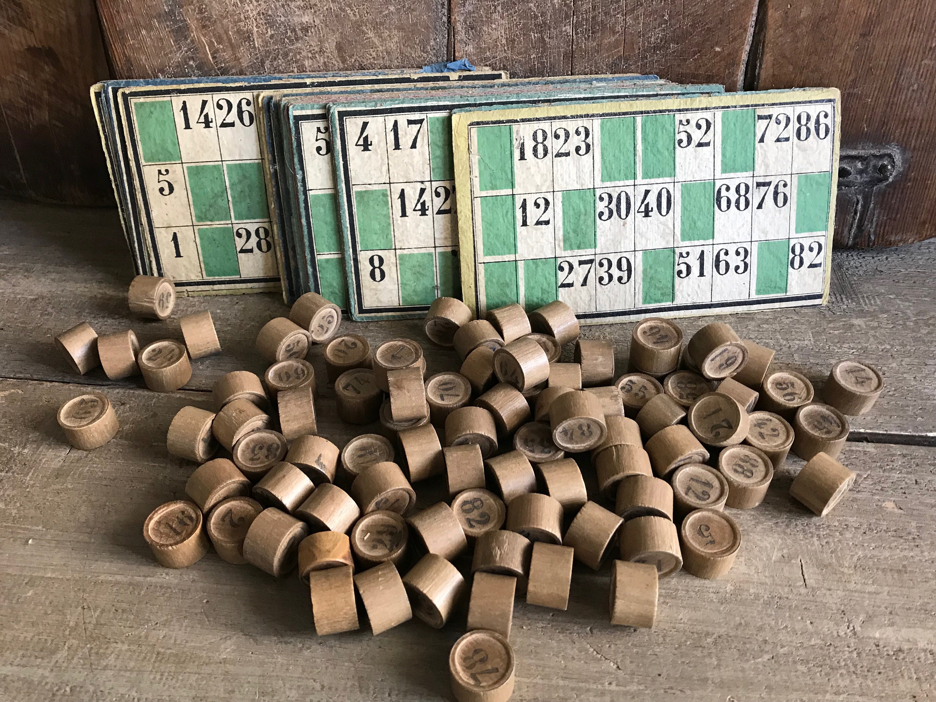 French Loto Loteria Game, Boxwood Counters Game Cards French