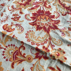 French Floral Indienne Cotton Fabric Remnant, French Textile, Period Projects