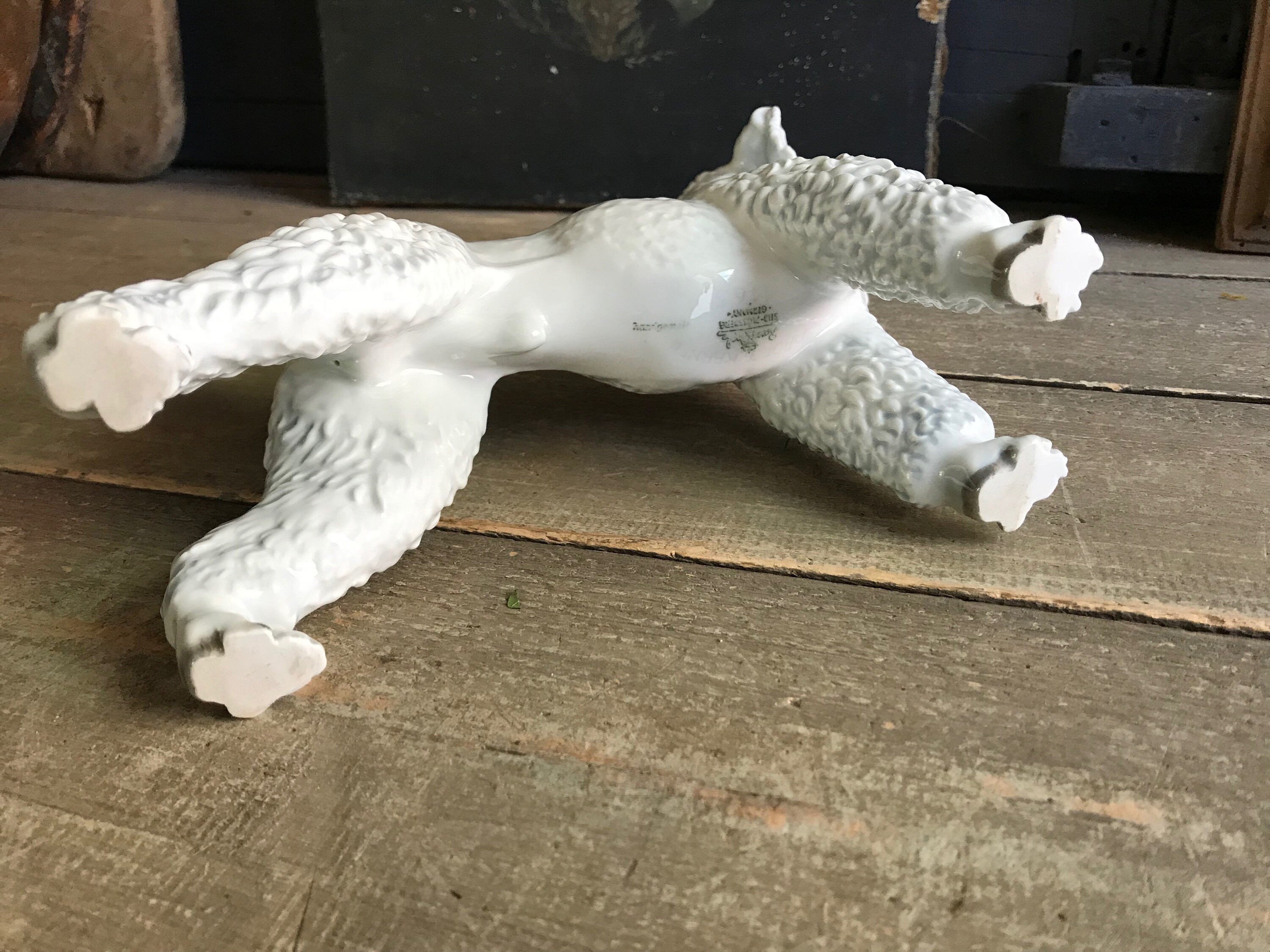 ローゼンタールの白いプードルの置物、ドイツ製、磁器、9インチ、刻印