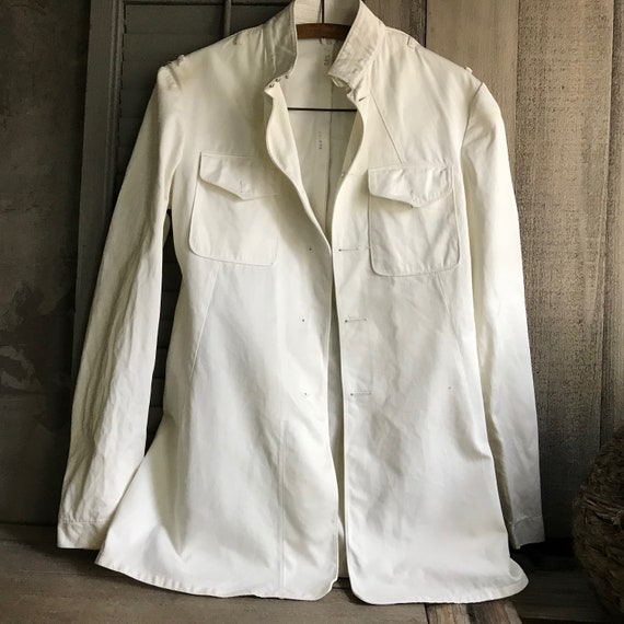 1940s Military White Dress Jacket, Coat, Blazer, F