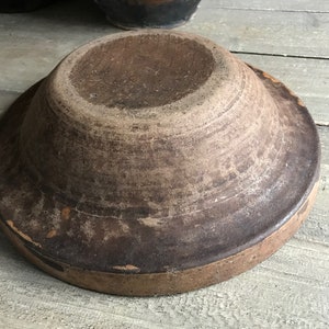 19th C French Redware Bowl, Slip Glaze, Terra Cotta, Earthenware Pottery, Provencal Cookware, French Farmhouse image 4