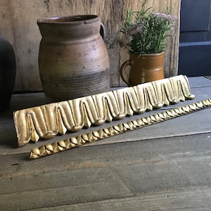 French Gilded Gesso Frieze, Carved Wood Relief, Wall, Furniture Mount, French Farmhouse, Chateau Decor, Set of 2