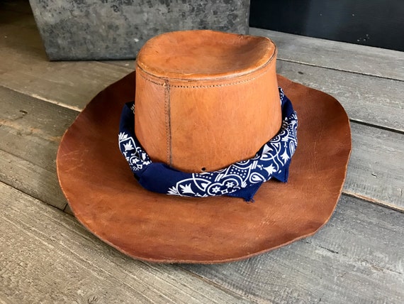 Rustic Leather Hat, Southwestern Cowboy Rancher H… - image 7