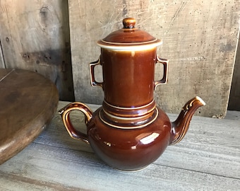 Teiera in Gres Francese, Pietra di Ferro Marrone Rustica Terrosa, Filtrata, Set 3 Pezzi, Casale Francese