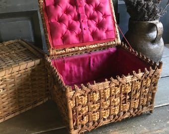 Antique Sewing Basket, Sewing Notions Basket, Sold by Each, 2 Available