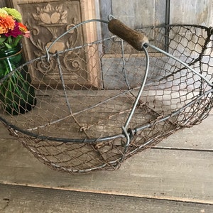 French Wire Harvest Basket, Garden Trug, Carrier, Oysters, Rustic French Farmhouse, Homesteading image 4