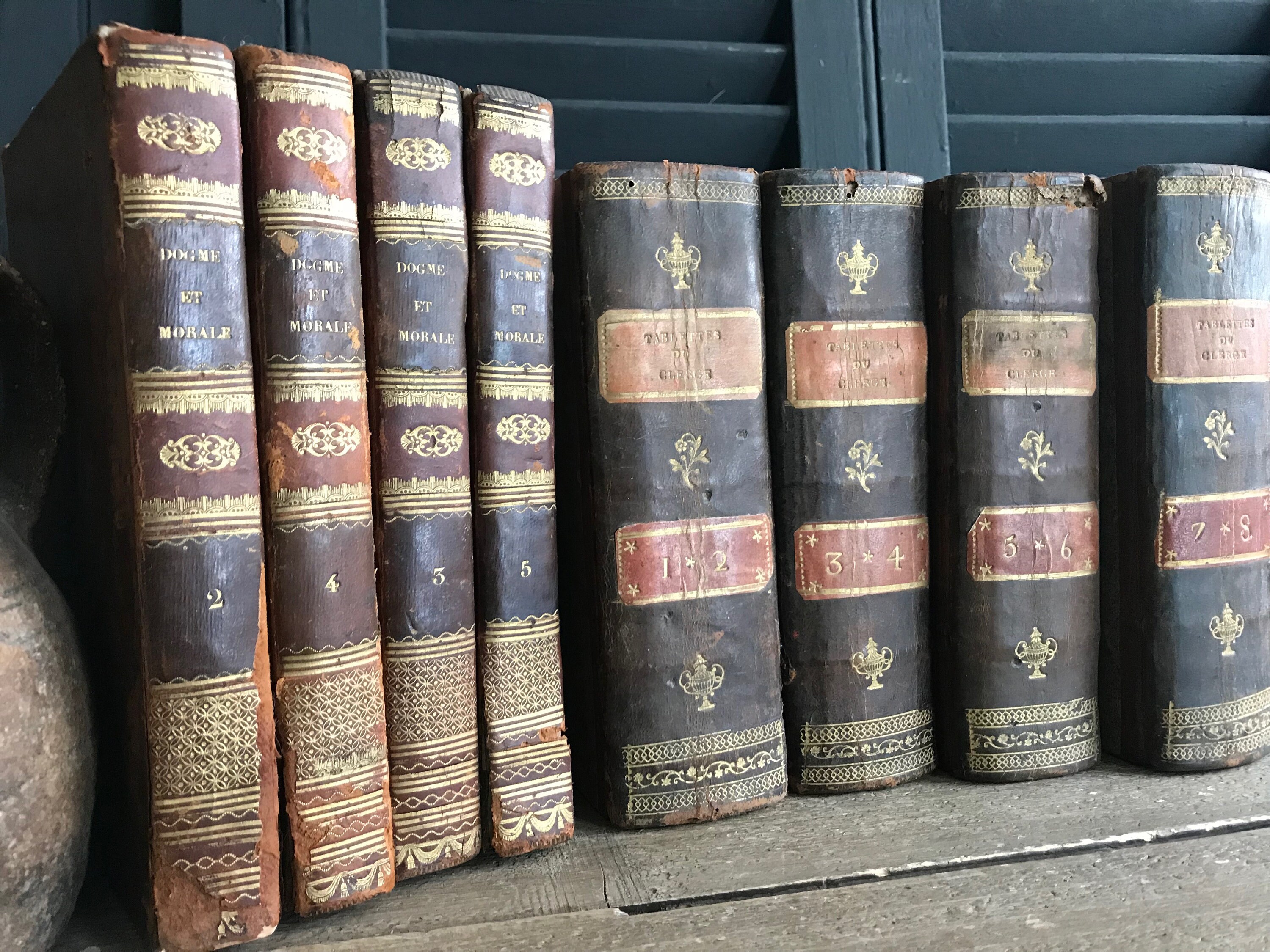 1822 French Leather Bound Books, Tablettes Du Clergé, Paris