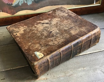 1867 French Leather Dictionary, Large Size, Dictionnaire François, Illustrated, Paris Publication