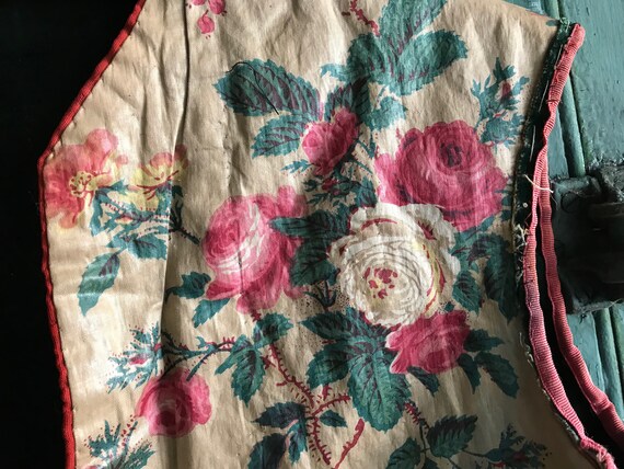 19th C Floral Waistcoat, Rare, French, Cotton, Li… - image 5