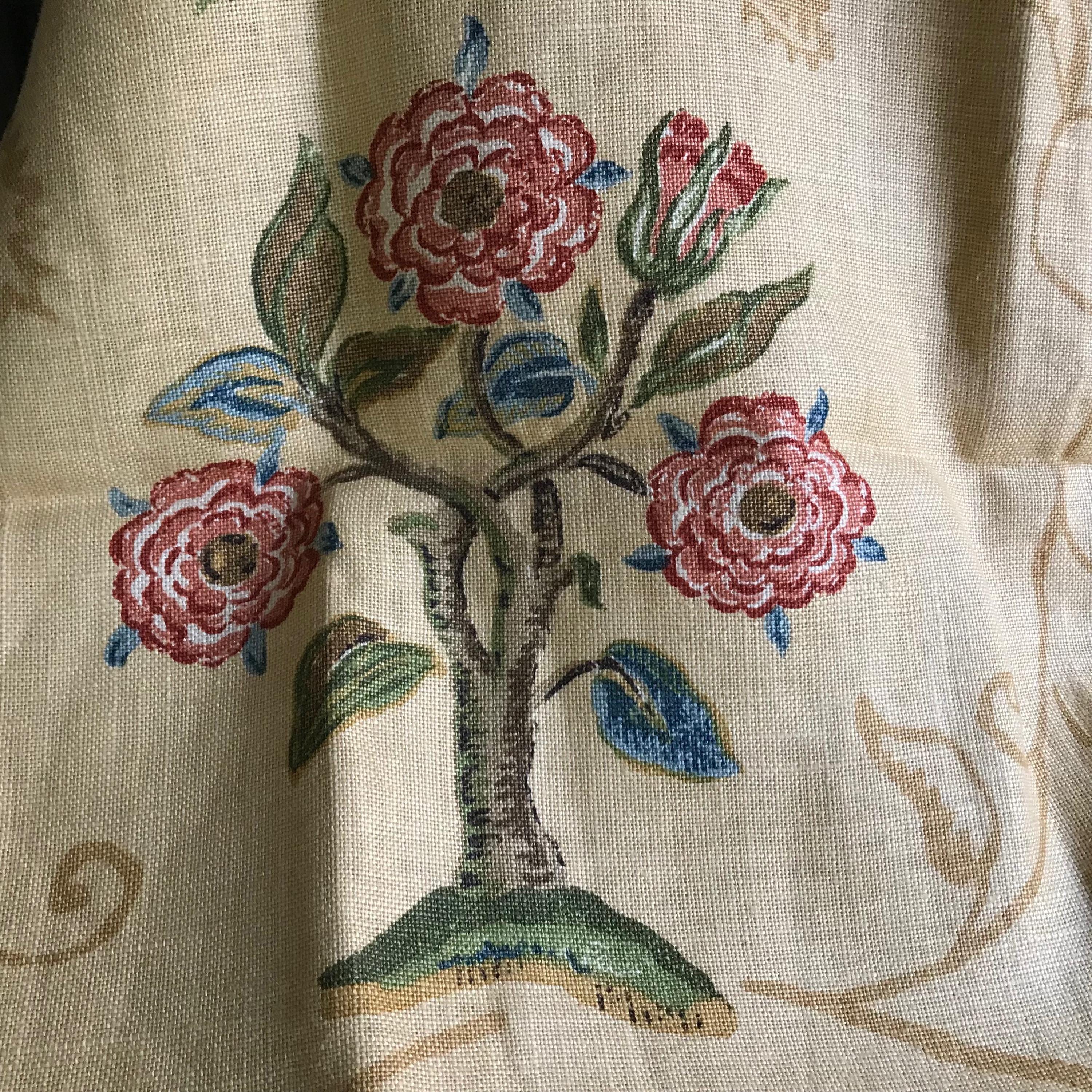 Linen Animal Print Fabric Remnant, Schumacher, La Menagerie, Soft