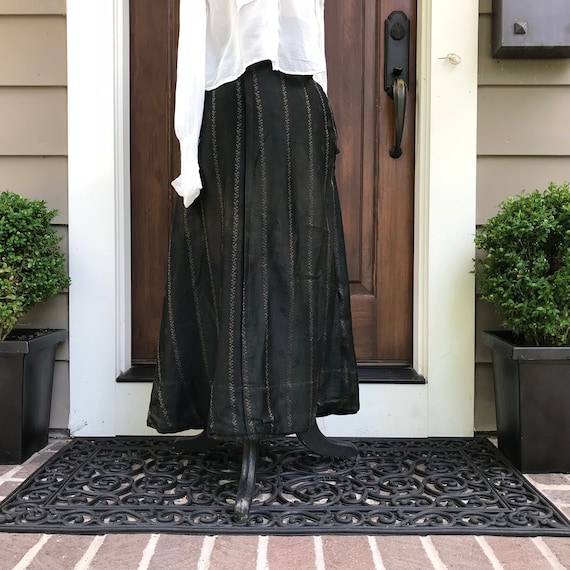 Antique French Black Wool Skirt, Peasant Country … - image 1