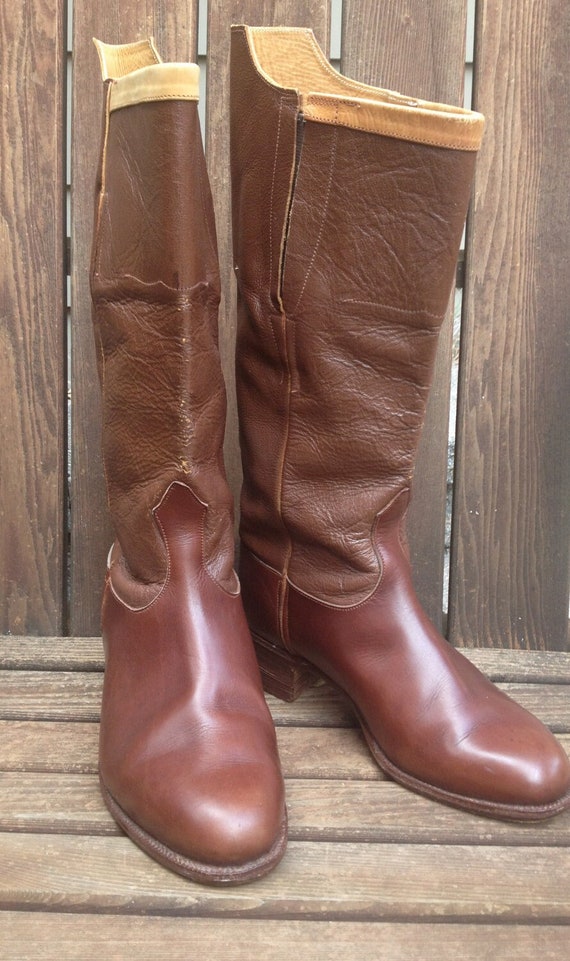 Handcrafted Leather Riding Boots Chestnut Brown Wo