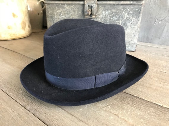 Paris 1910s Black Fedora Hat, Homburg, Gentlemans… - image 9