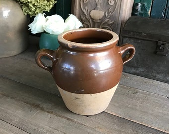 French Confit Jar, Stoneware Crock Pot, Utensils, Artist, Flower Vase, Rustic French Farmhouse Cuisine