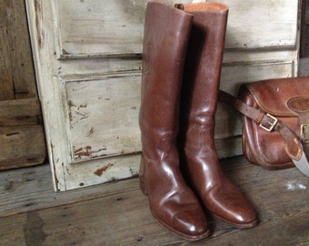 Brown Leather Riding Boots, Antique English Leather, Equestrian Boots Chestnut Dark Brown