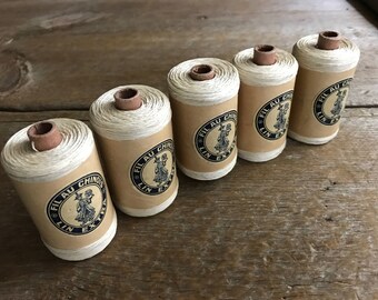 French Linen Thread Spool, Fil au Chinois Lin, 500 Yards, 457 Meters Each Spool, 4 Available