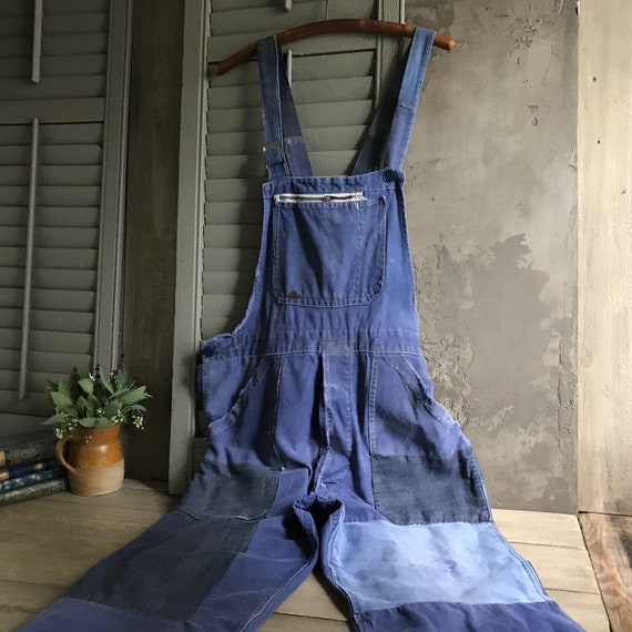 French Jeans Overall Work Wear, Bib Overalls, Blu… - image 8