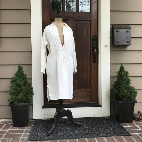 Rustic 19th C French Chore Shirt, Linen Chemise, … - image 3