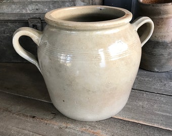 French Gris Confit Jar, Gray Stoneware Crock Pot, Utensils, Artist, Flower Vase, Rustic French Farmhouse Farm Table Cuisine