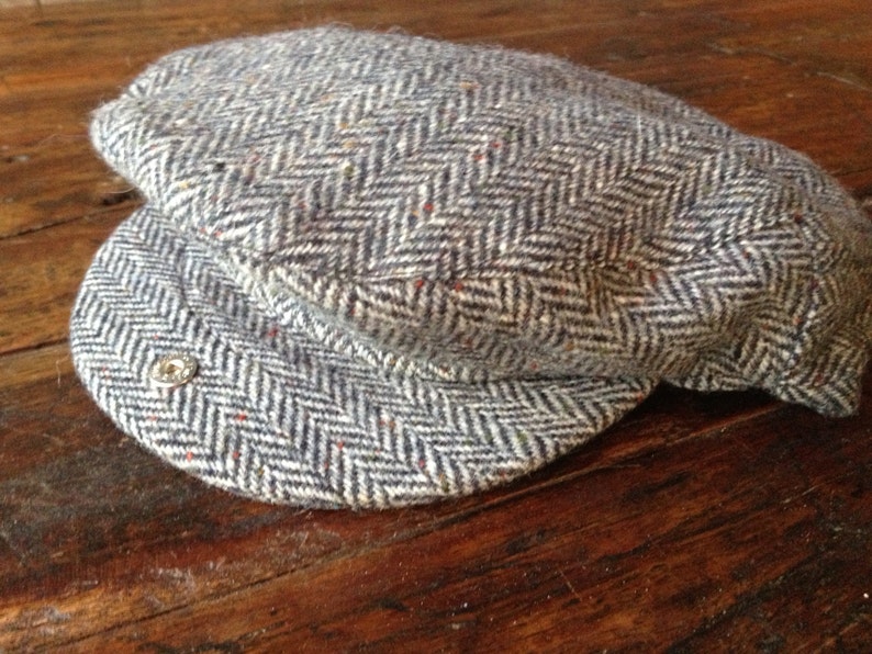 Wool Tweed Newsboy Hat Made in Ireland Flat Cap Gray Black | Etsy