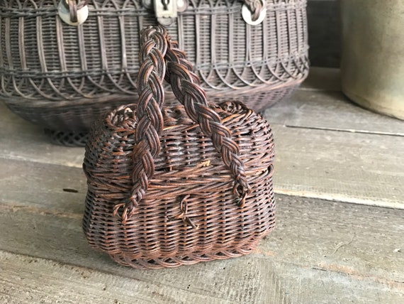 French Tiny Panier de Ferme, Miniature Basket, Na… - image 2