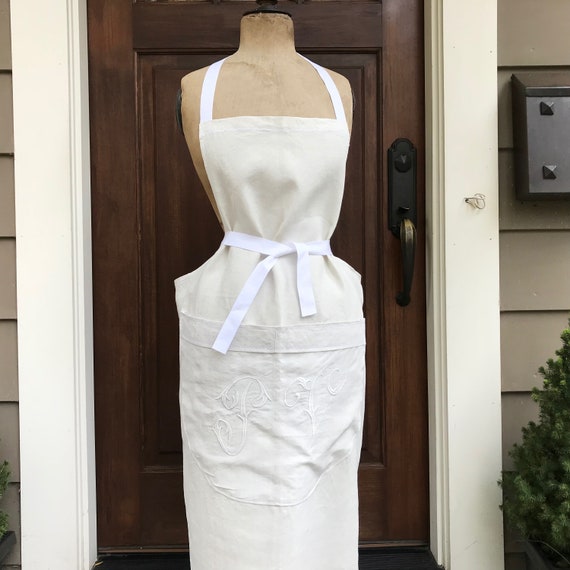 French White Linen Apron Chef Cook Baker French Farmhouse Etsy