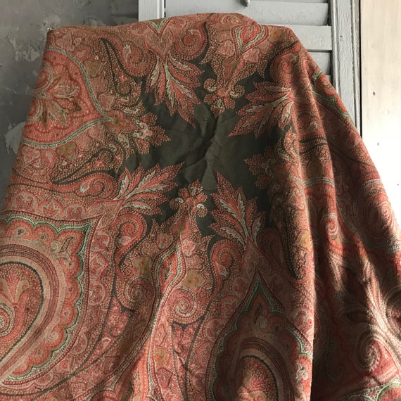 Paisley Wool Scarf Shawl, 19th Century, Blanket S… - image 7