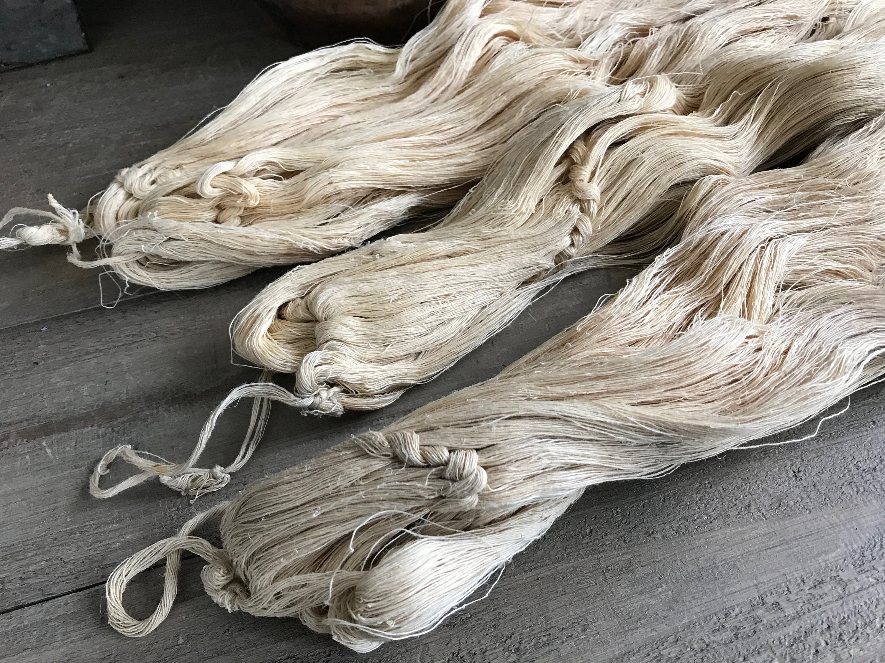 1 19th C French Hemp Thread, Home Spun, Hemp, Natural Thread, Weaving ...