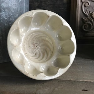 French Ironstone Jelly Mold, 19th C, Blancmange Gelée, Fluted, Rustic Farmhouse Cuisine image 2